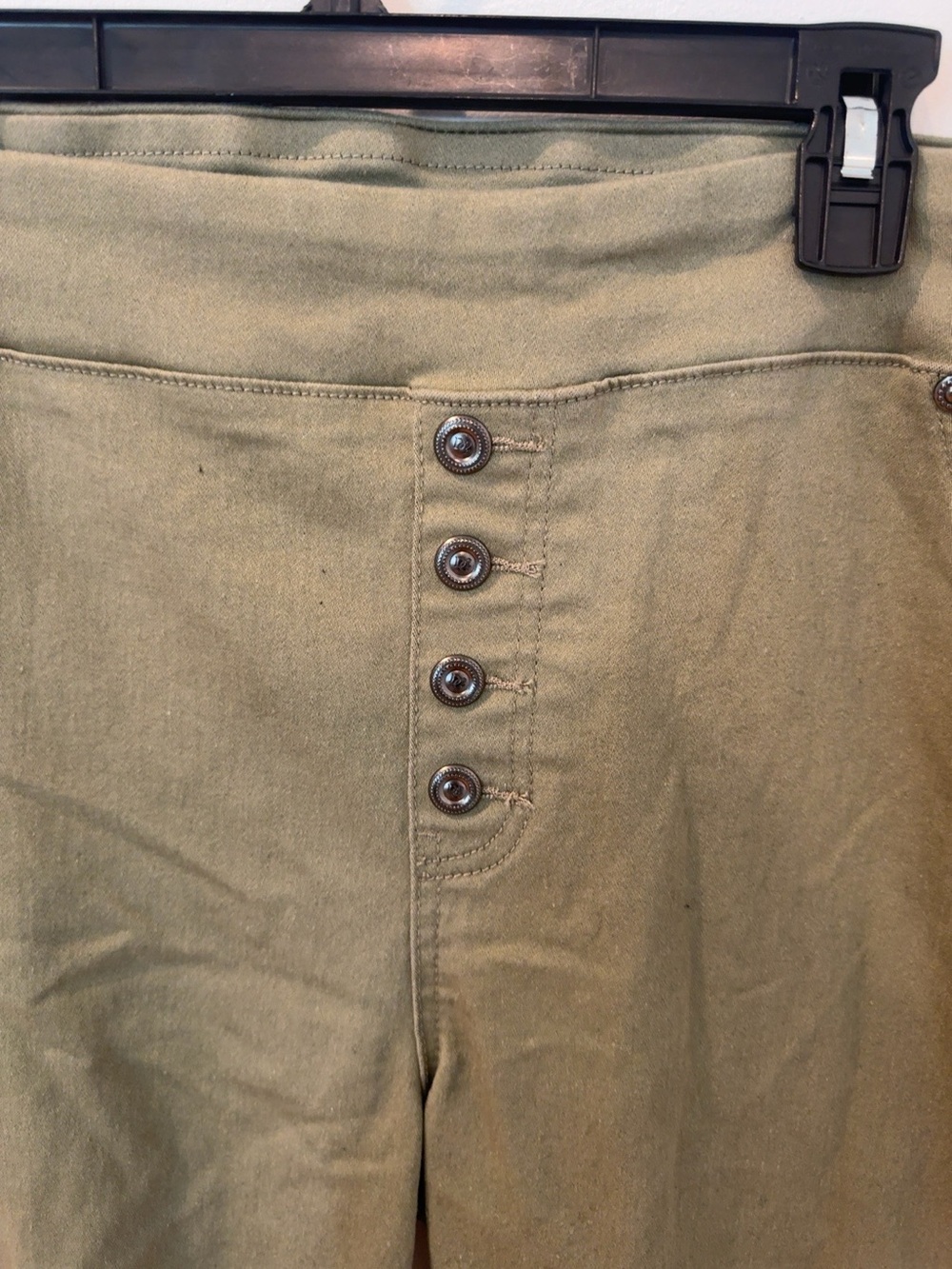 DQ² by DQ Collection Olive Green Pull-On Skinny Pants 2X Button Front Stretch - Picture 4 of 7